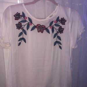 Boho flowy embroidered hi-lo blouse ☆
